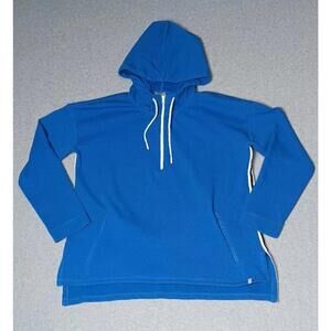 T By Talbots Pullover Hoodie Jacket Womens Size M Blue Half Zip Up Zippered...